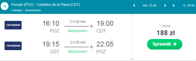 Rezerwacja przelotów z Poznania do Castellon