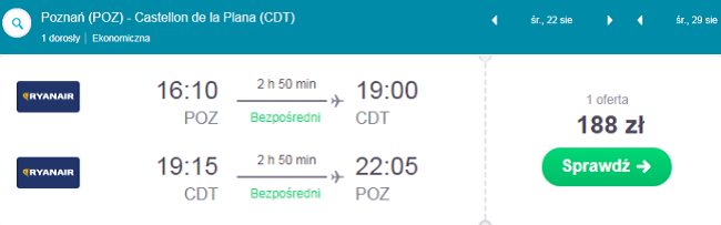 Rezerwacja przelotów z Poznania do Castellon