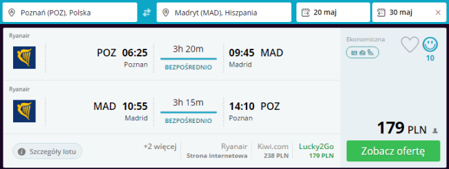 Rezerwacja przelotów z Poznania do Madrytu