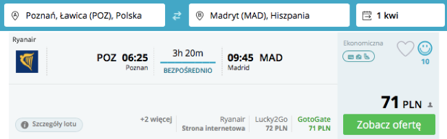 zarezerwuj lot do madrytu