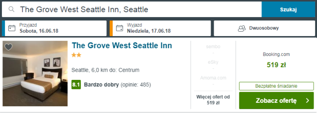 Rezerwacja obiektu w Seattle
