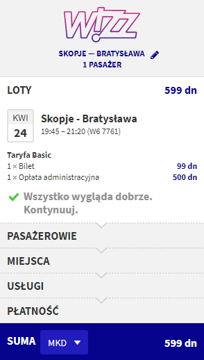 Rezerwacja przelotów z Skopje do Bratysławy