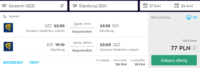 rezerwacja lotów ze szczecina do edynburga