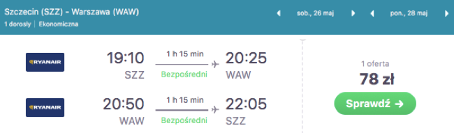 zarezerwuj lot do warszawy