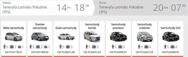 Rezerwacja auta na Teneryfie