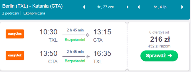 rezerwacja lotów z berlina do katanii