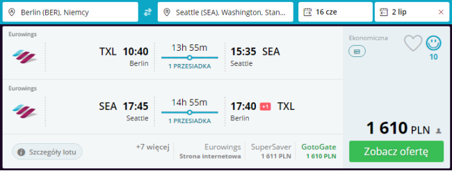Rezerwacja biletów z Berlina do Seattle
