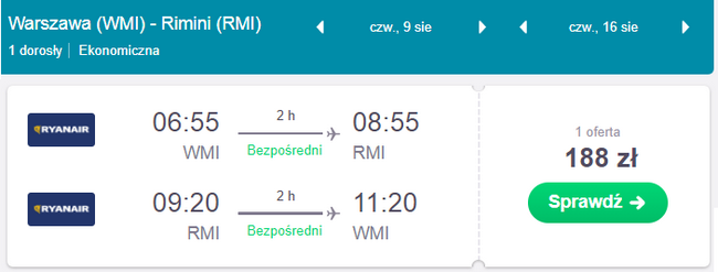 rezerwacja lotów z warszawy do rimini