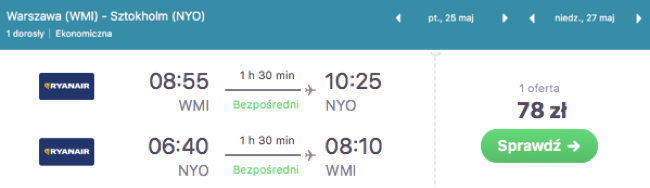 zarezerwuj lot do sztokholmu