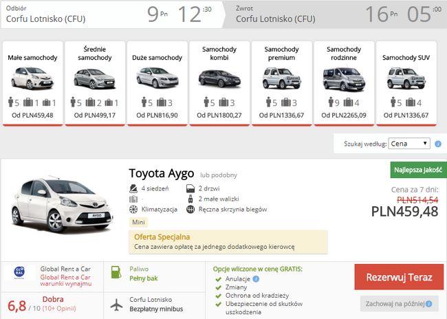 auto na Korfu