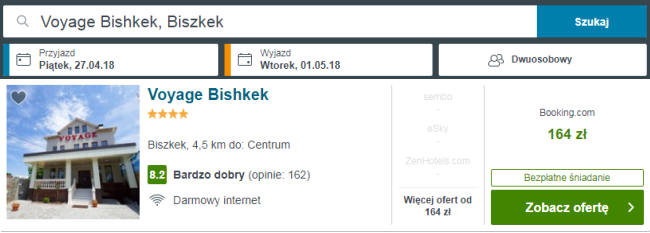 Rezerwacja obiektu w Biszkeku