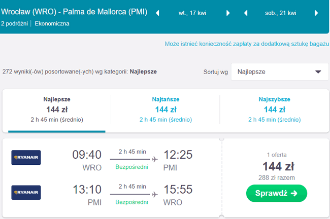 loty na majorkę