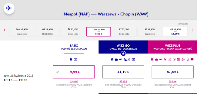 loty z neapolu do warszawy