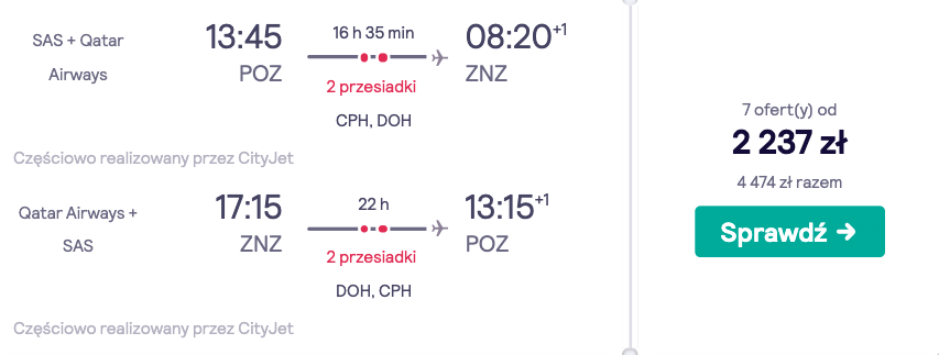 zarezerwuj loty na zanzibar