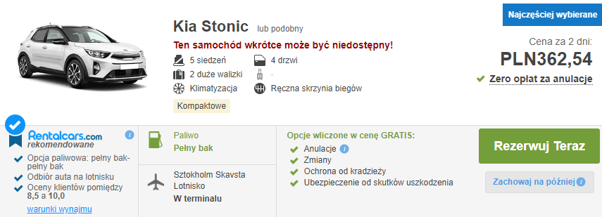 Auto w Szwecji