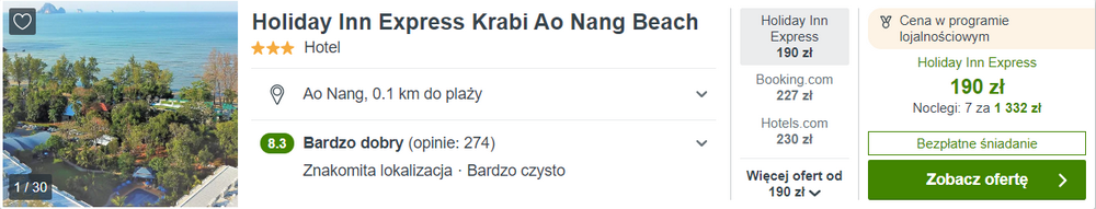 krabi spanie tanio