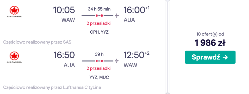 zarezerwuj loty na arube