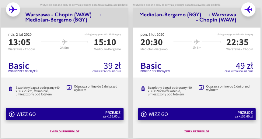 zarezerwuj loty do bergamo