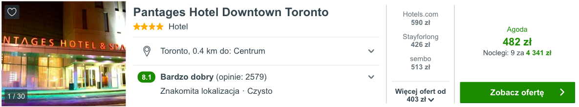 zarezerwuj hotel w toronto