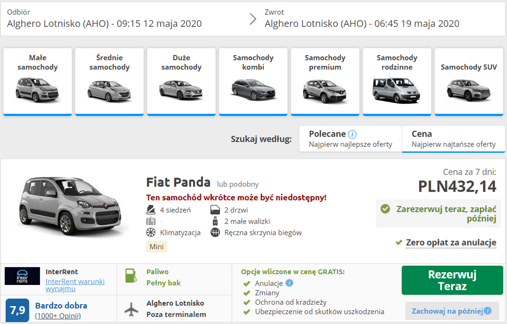 auto na sardynii