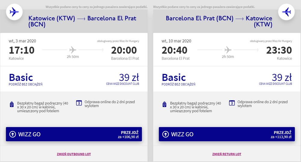 loty do barcelony