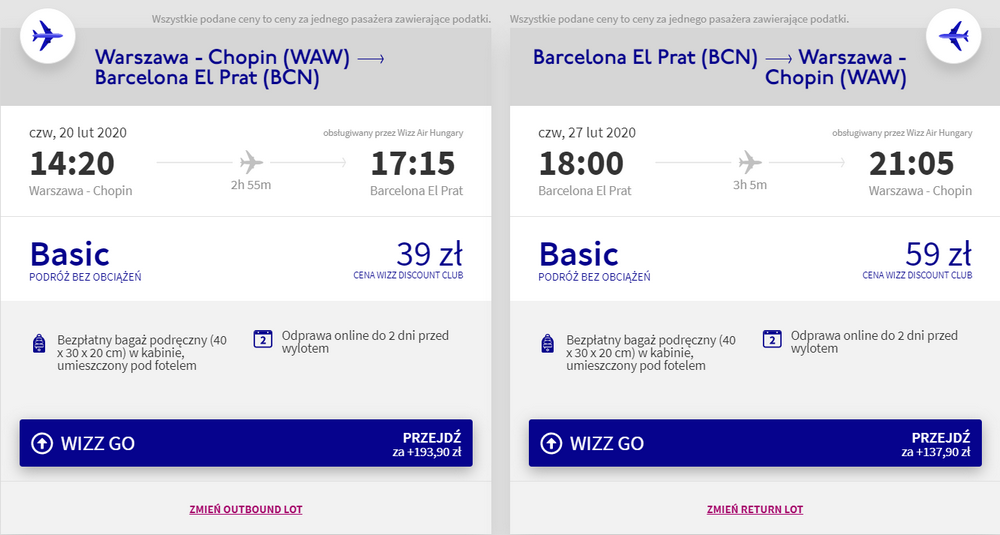 loty do barcelony
