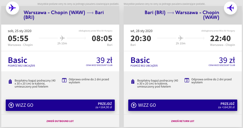 zarezerwuj loty do bari