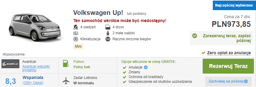 rezerwacja auta