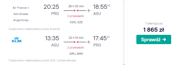 Loty do Ameryki Południowej
