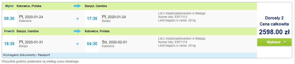 Loty do Gambii