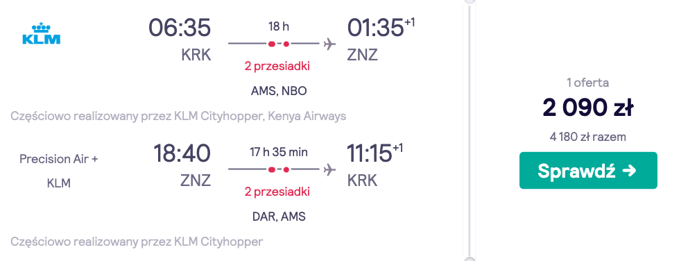 zarezerwuj loty na zanzibar