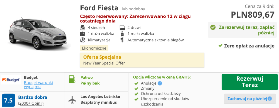 zarezerwuj auto w lax