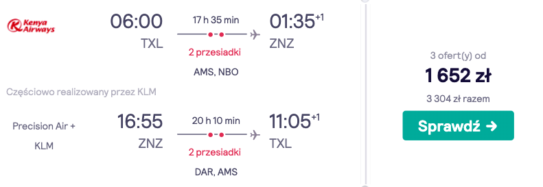 zarezerwuj loty na zanzibar