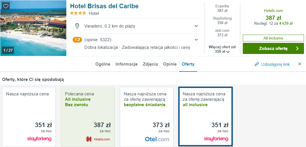 Hotel na Kubie