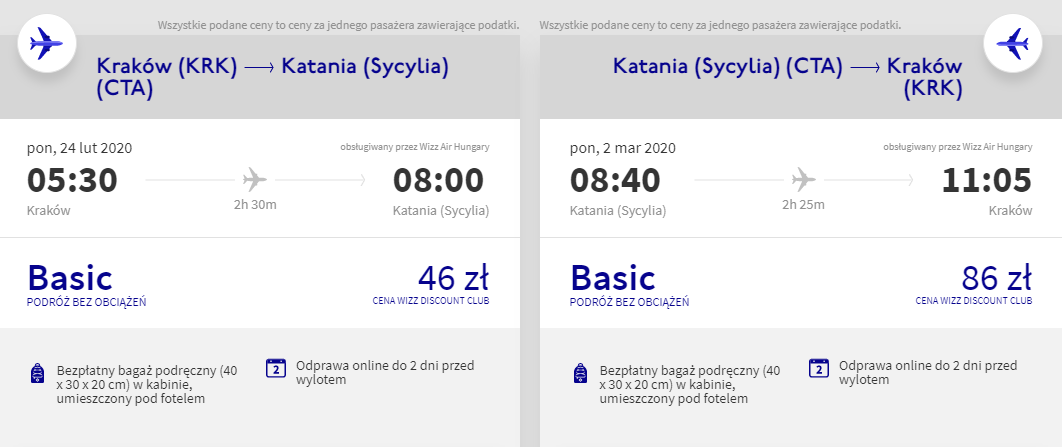 Loty do Katanii
