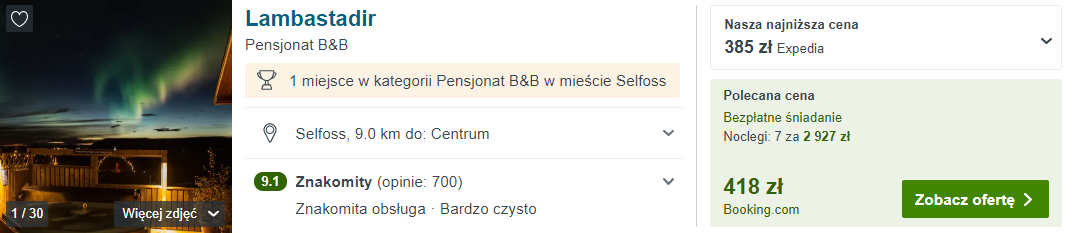 Noclegi na Islandii