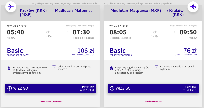 zarezerwuj loty do mediolanu