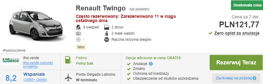 Samochód na Azorach