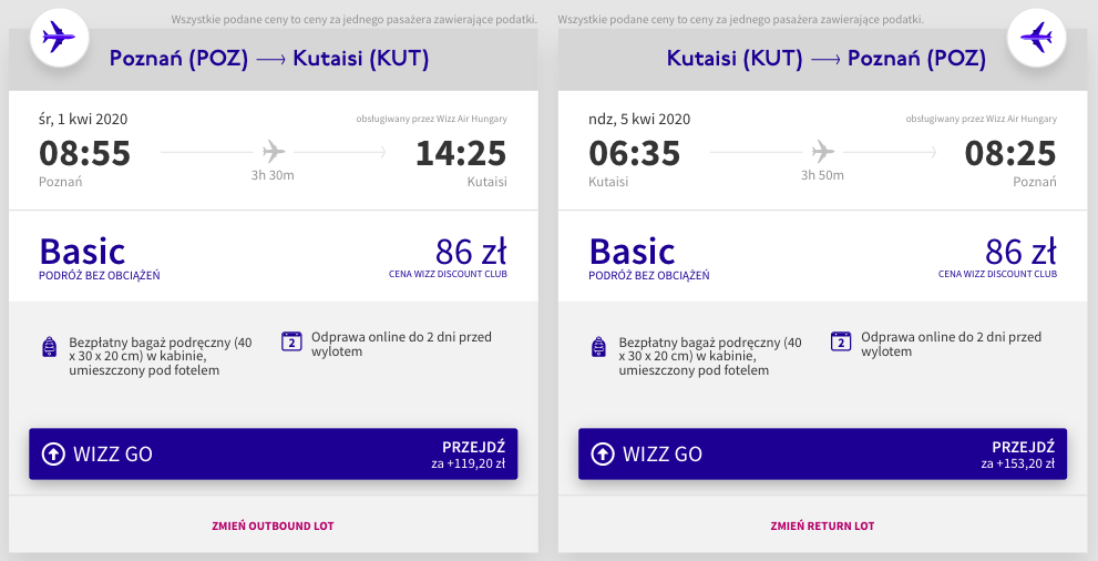 zarezerwuj loty do kutaisi