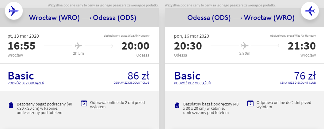 Loty do Odessy