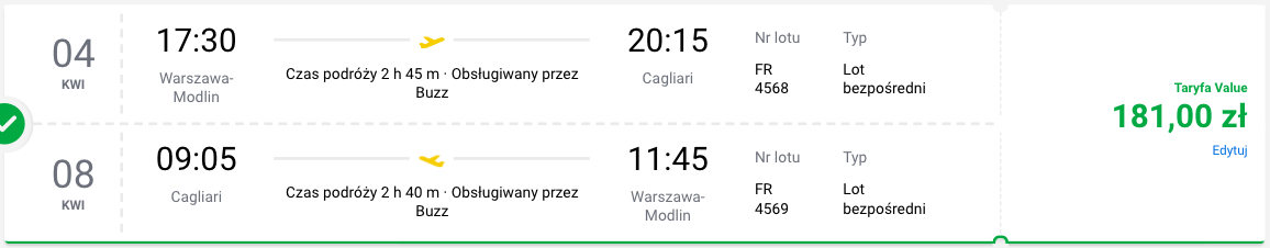 zarezerwuj loty do cagliari