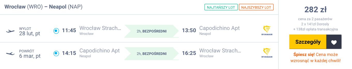zarezerwuj loty do neapolu