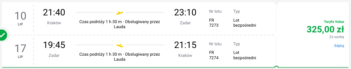 zarezerwuj loty do zadaru