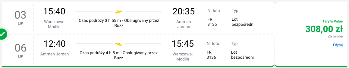 zarezerwuj loty do ammanu