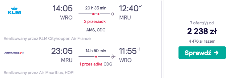 zarezerwuj loty na mauritius