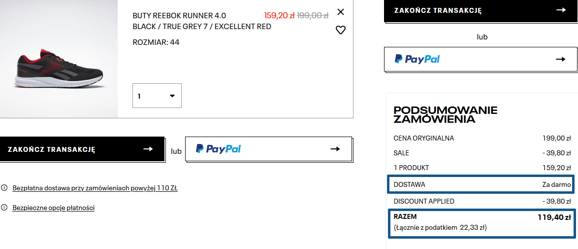 Zamówienie Reebok