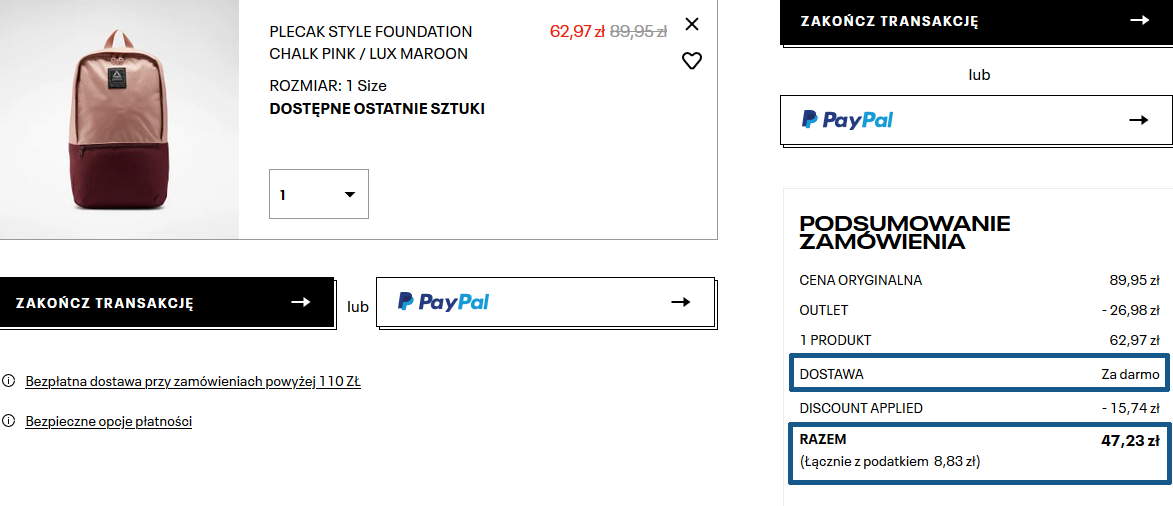 Zamówienie Reebok
