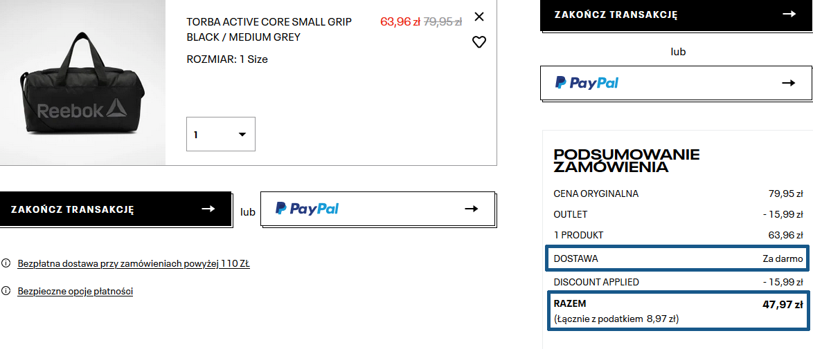 Zamówienie Reebok