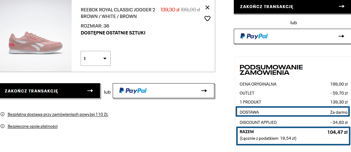 Zamówienie Reebok