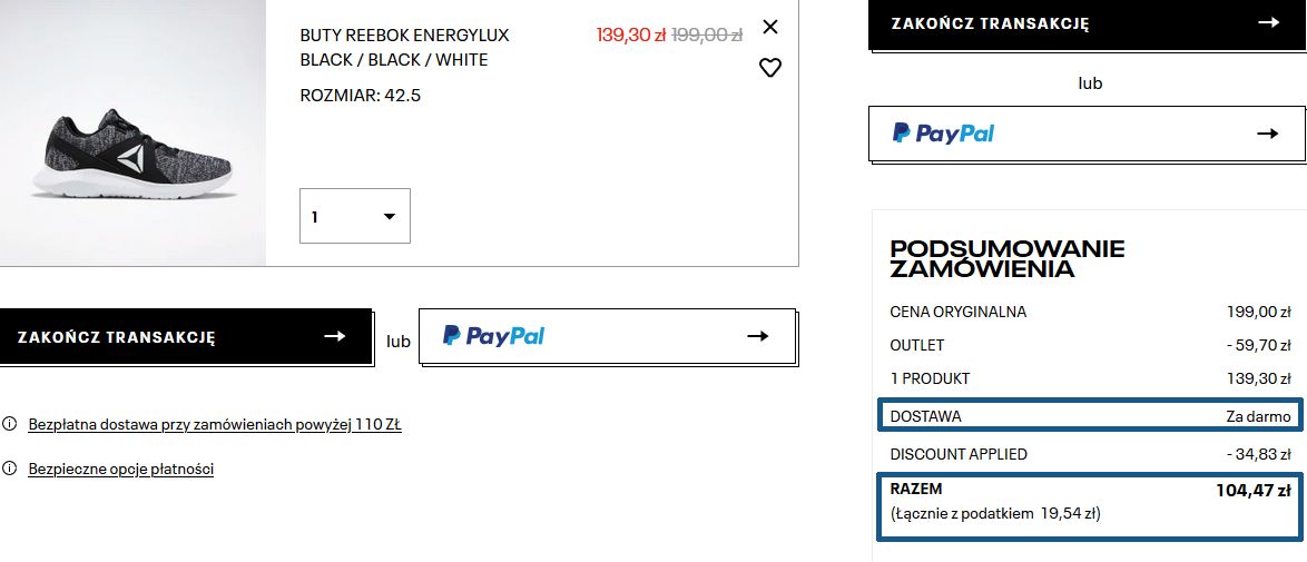 Zamówienie Reebok